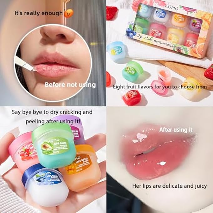 rayihni LIP BALM LIP MOISTURIZING SET 8 KINDS OF FRUIT FLAVOR LIP MASK,4-IN-1 LIP CARE IS SUITABLE FOR DRY PEELING, DARK SUNKEN, REDUCING LIP LINES, MOISTURIZING LIPSTICK, AND REPAIRING LIPSTICK - Image 3